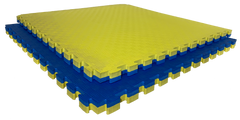 Коврик-пазл EVA, татами ласточкин хвост 100х100х4 см желто-синий