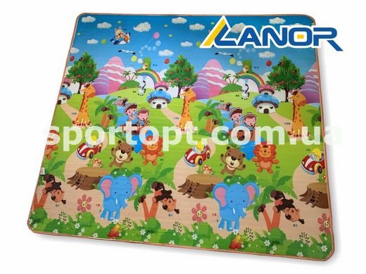 Детский двухсторонний игровой коврик Baby Play Mat 200*180*1см | Городок/Поляна с животными