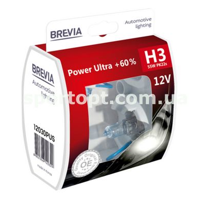 Галогенова лампа Brevia H3 12V 55W PK22s Power Ultra +60% S2