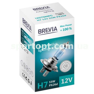 Галогенова лампа Brevia H7 12V 55W PX26d Max Power +100% CP