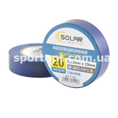 Стрічка ізоляційна ПВХ Solar 20м, 0.13x19мм, синя