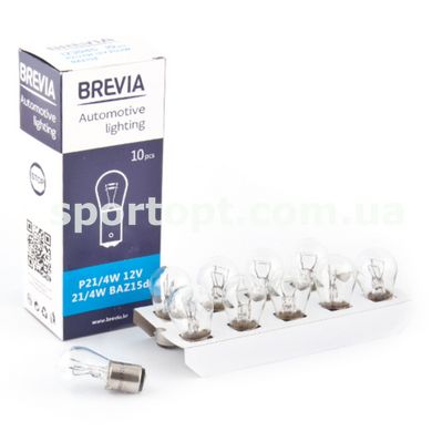 Лампа розжарювання Brevia P21/4W 12V 21/4W BAZ15d CP, 10шт