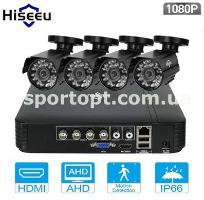 Комплект відеоспостереження Hiseeu 4ch AHD-2MP 1080P Outdoor (4AHBB12-P)