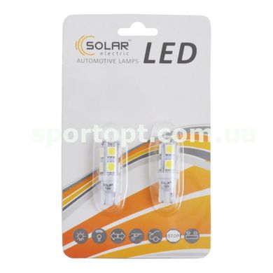 LED автолампа Solar 12V T10 W2.1x9.5d 9SMD 5050 white, 2шт