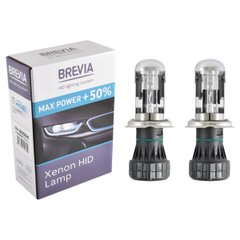 Біксенонова лампа Brevia H4 +50%, 6000K, 85V, 35W P43t-38 KET, 2шт