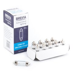 Лампа розжарювання Brevia C10W 12V 10W SV8.5 T11x37 CP, 10шт