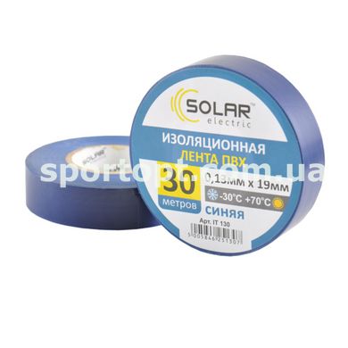 Стрічка ізоляційна ПВХ Solar, 0.13mm x 19mm, 30м, синя