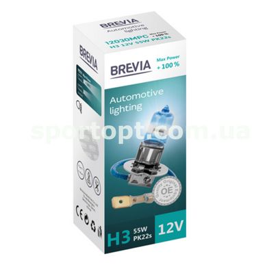 Галогенова лампа Brevia H3 12V 55W PK22s Max Power +100% CP