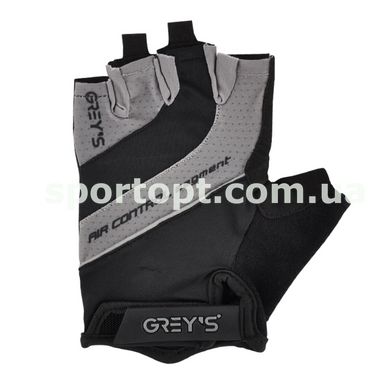 Велорукавиці Grey's з короткими пальцями та гелевими вставками, чорно-сірі L GR18353