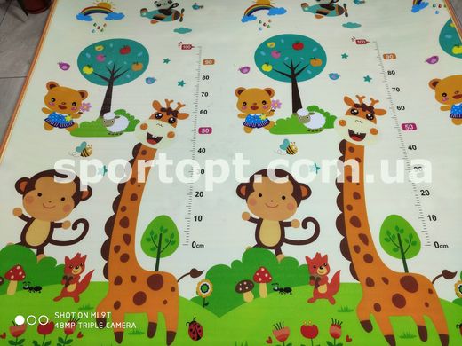 Детский двухсторонний игровой коврик Baby Play Mat 200*180*1см | Медведь с пингвином/Парк с животными