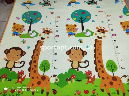 Дитячий двосторонній ігровий килимок Play Baby Mat 200*180*1см | Ведмідь з пінгвіном/Парк з тваринами