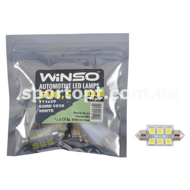 LED автолампа Winso 12V SMD SV8.5 T11x39, 10шт