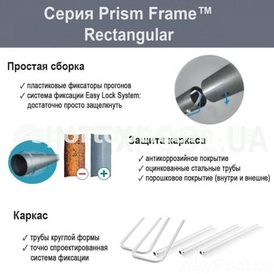 Каркасний басейн Prism Frame Rectangular + фільтр-насос 2006 л/ч.+ сходи + тент + підстилка,300x175x80 см