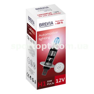 Галогенова лампа Brevia H1 12V 55W P14.5s Power Ultra +60% CP