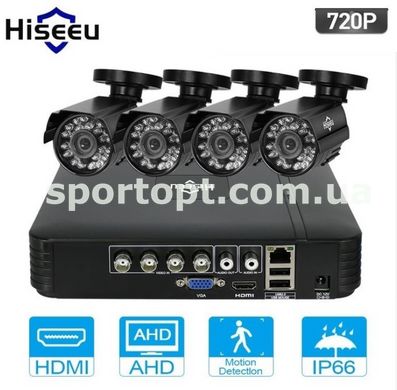 Комплект відеоспостереження Hiseeu 4ch AHD-1MP 720P Outdoor (4AHBB10)