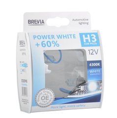 Галогенова лампа Brevia H3 12V 55W PK22s Power White +60% 4300K S2