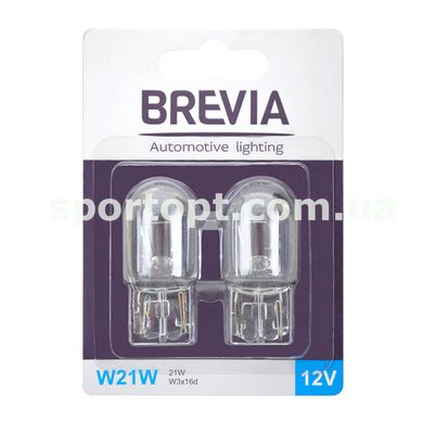 Лампа розжарювання Brevia W21W 12V 21W W3x16d B2, 2шт