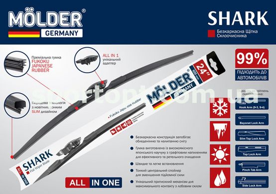 Безкаркасна щітка Molder SHARK 21/530мм