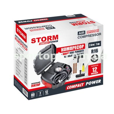 Компресор автомобільний Storm Compact Power 12В, 7 Атм, 12 л/хв., 80 Вт, довж. шланга 0,51м