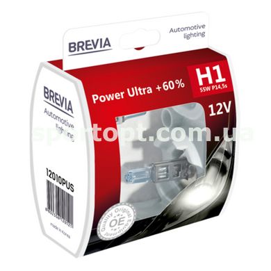 Галогенова лампа Brevia H1 12V 55W P14.5s Power Ultra +60% S2