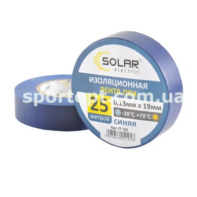Стрічка ізоляційна ПВХ Solar, 0.13mm x 19mm, 25м, синя