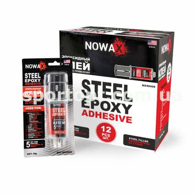 Клей епоксидний двокомпонентний Nowax Steel Epoxy Adhesive сталевого кольору 30г