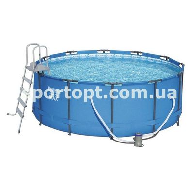 Каркасный круглый бассейн Bestway + фильтр-насос + лестница, 366х133 см (BW15427)