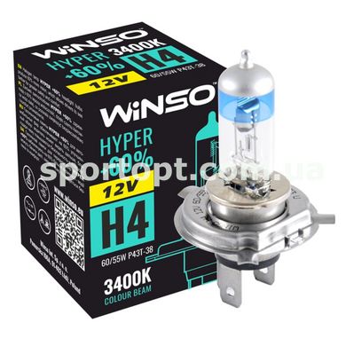 Галогенова лампа Winso H4 12V 60/55W P43t-38 HYPER +60%