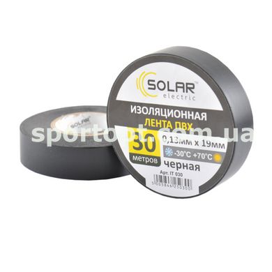 Стрічка ізоляційна ПВХ Solar, 0.13mm x 19mm, 30м, чорна