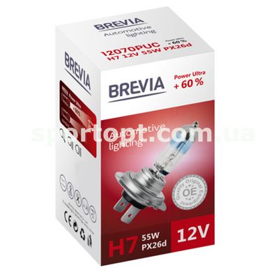 Галогенова лампа Brevia H7 12V 55W PX26d Power Ultra +60% CP