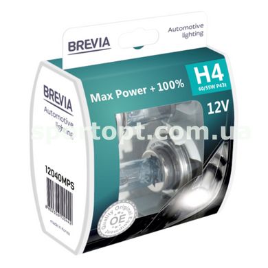 Галогенова лампа Brevia H4 12V 60/55W P43t Max Power +100% S2