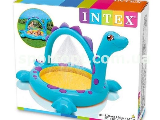 Детский надувной бассейн Intex "Динозаврик", с фонтаном, 229х165х117 cм (57437)