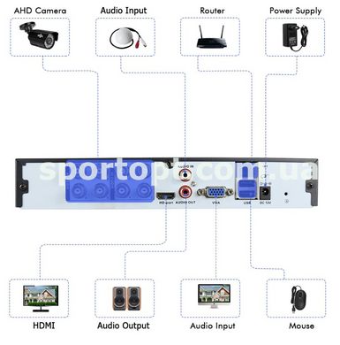 Комплект видеонаблюдения Hiseeu 8ch AHD-2MP 1080P Outdoor (8AHBB12-P)