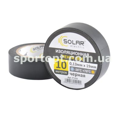 Стрічка ізоляційна ПВХ Solar 10м, 0.13x19мм, чорна