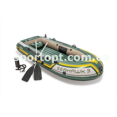 Тримісна Intex надувний човен + алюмінієві весла і ручної насосSeaHawk 3 Set 295 х 137 х 43 см (68380)