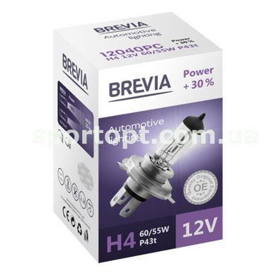 Галогенова лампа Brevia H4 12V 60/55W P43t Power +30% CP