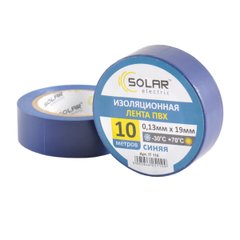 Стрічка ізоляційна ПВХ Solar 10м, 0.13x19мм, синя