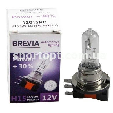 Галогенова лампа Brevia H15 12V 15/55W PGJ23t-1 Power +30% CP