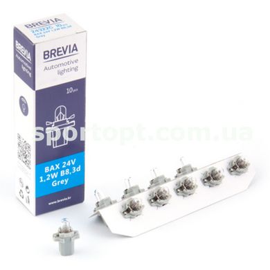 Лампа розжарювання Brevia BAX 24V 1.2W B8.3d Grey CP, 10шт