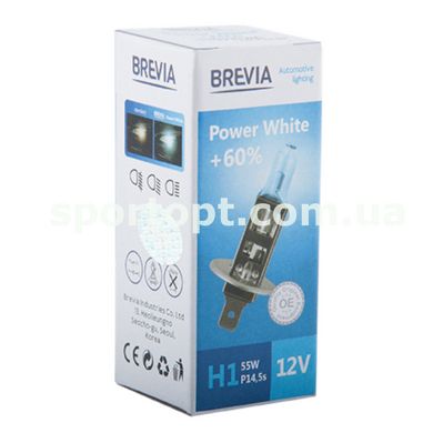 Галогенова лампа Brevia H1 12V 55W P14,5s Power White +60% 4300K CP