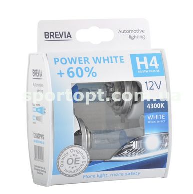 Галогенова лампа Brevia H4 12V 60/55W P43t Power White +60% 4300K S2