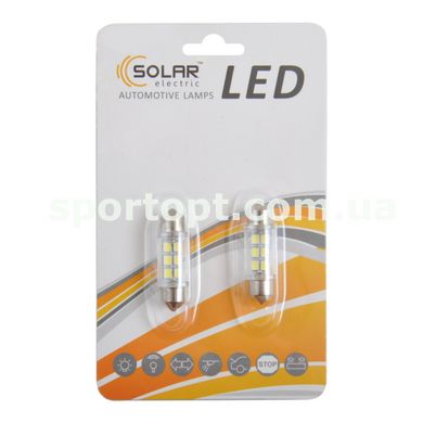 LED автолампа Solar 12V SV8.5 T11x36mm 6smd 3528 white, 2шт