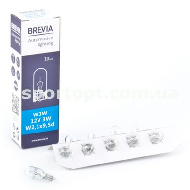 Лампа розжарювання Brevia W1.2W 12V 1.2W W2x4.6d CP, 10шт