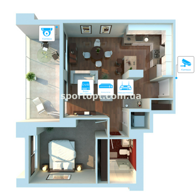 IP видеонаблюдение 2 камеры (2Мп) для квартиры