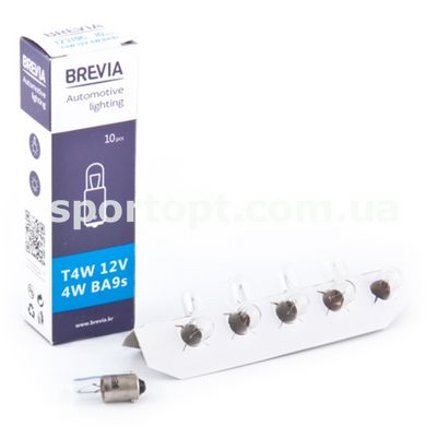 Лампа розжарювання Brevia T4W 12V 4W BA9s CP, 10шт