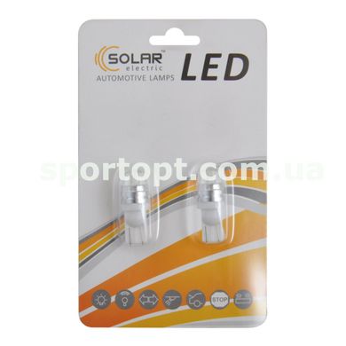 LED автолампа Solar 12V T10 W2.1x9.5d 2SMD white, 2шт