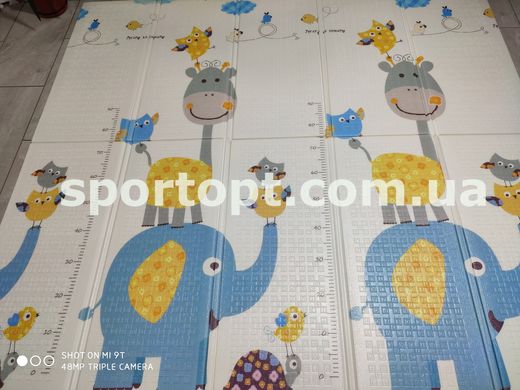 Дитячий складний двосторонній ігровий килимок Play Baby Mat 200*180*1см | Слон/Алфавіт