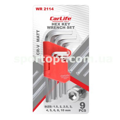 Набір ключів Carlife CR-V matt Г-подібних, 1.5-10мм, короткі, 9шт