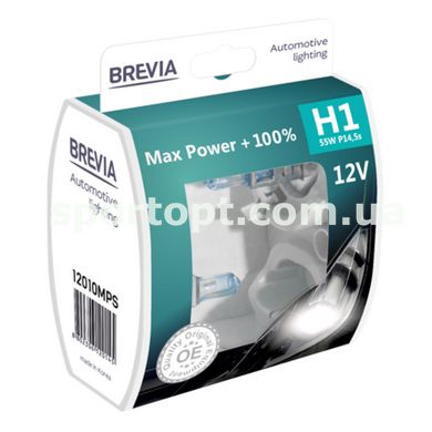 Галогенова лампа Brevia H1 12V 55W P14.5s Max Power+100% S2